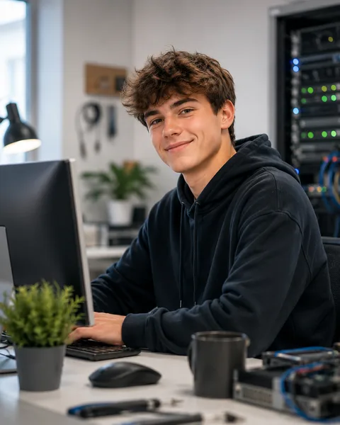 Junger IT-Techniker bei der Arbeit
